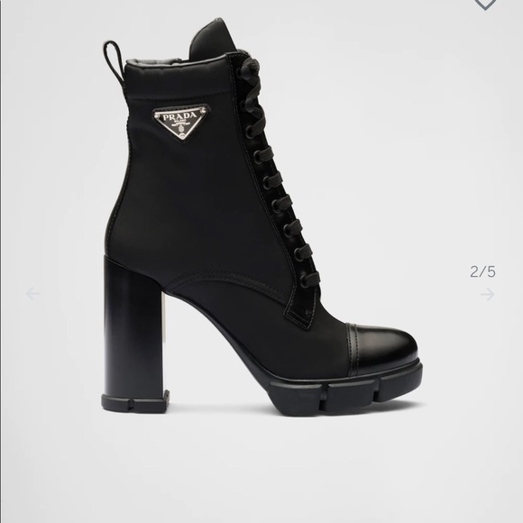Prada Shoes - Brushed leather and nylon booties -Prada